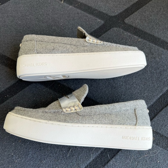 Michael Michael Kors Gray Poppy Flannel Slip On Loafers - Picture 4 of 11